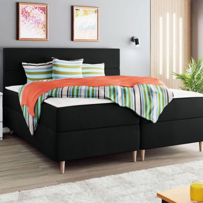 Hotelová postel s úložným prostorem 140x200 KALIX - černá + topper ZDARMA
