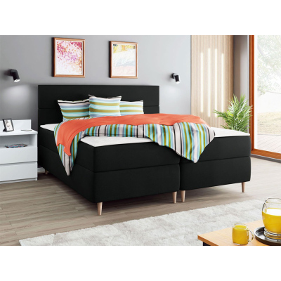 Hotelová postel s úložným prostorem 140x200 KALIX - černá + topper ZDARMA