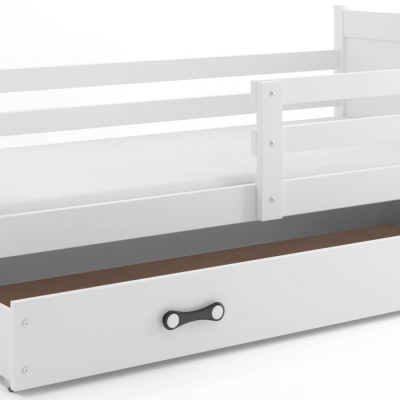 VÝPRODEJ - Dětská postel s úložným prostorem s matrací 90x200 FERGUS - bílá