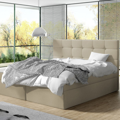 Kontinentální manželská postel 180x200 CAROLA - béžová + topper ZDARMA