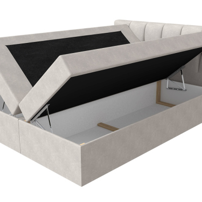 Hotelová manželská postel 140x200 KOLDBY - béžová + topper ZDARMA