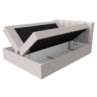 Hotelová manželská postel 140x200 KOLDBY - béžová + topper ZDARMA