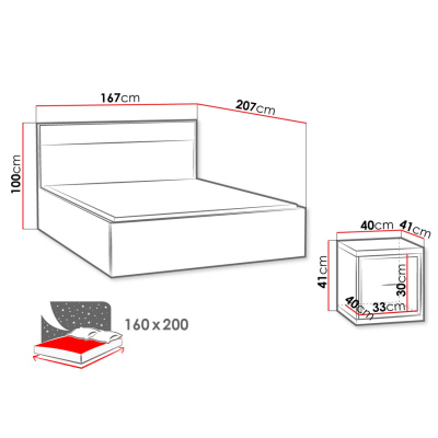 Ložnicová sestava s postelí 160x200 SUCRE 2 - ořech hikora