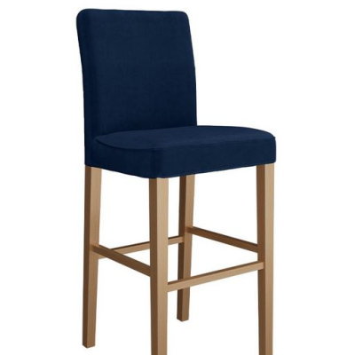 Barová židle SAYDA - přírodní dřevo / modrá