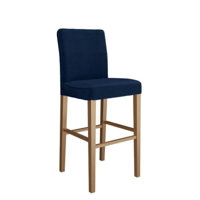 Barová židle SAYDA - přírodní dřevo / modrá