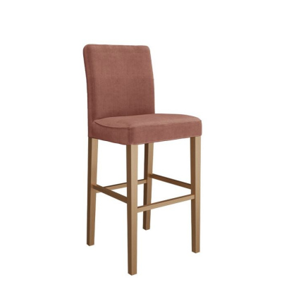 Barová židle SAYDA - přírodní dřevo / růžová