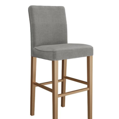 Barová židle SAYDA - přírodní dřevo / šedá