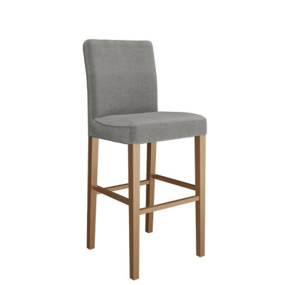 Barová židle SAYDA - přírodní dřevo / šedá