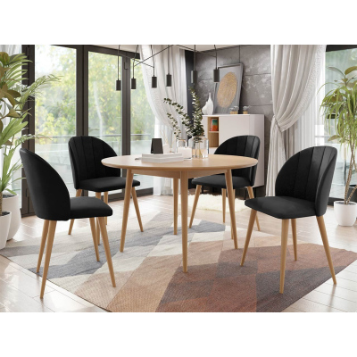 Čalouněná kuchyňská židle PIMA 1 - přírodní dřevo / černá
