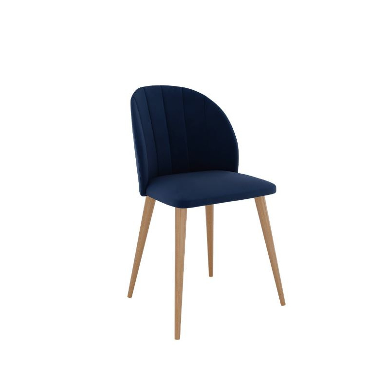 Čalouněná kuchyňská židle PIMA 1 - přírodní dřevo / modrá