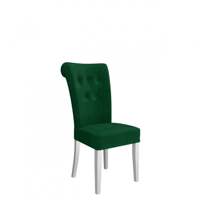Čalouněná židle do kuchyně NOSSEN 2 - polomatná bílá / zelená