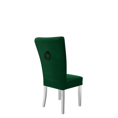Luxusní kuchyňská židle NOSSEN 4 - polomatná bílá / zelená / černé klepadlo
