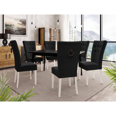 Luxusní kuchyňská židle NOSSEN 4 - polomatná bílá / černá / černé klepadlo