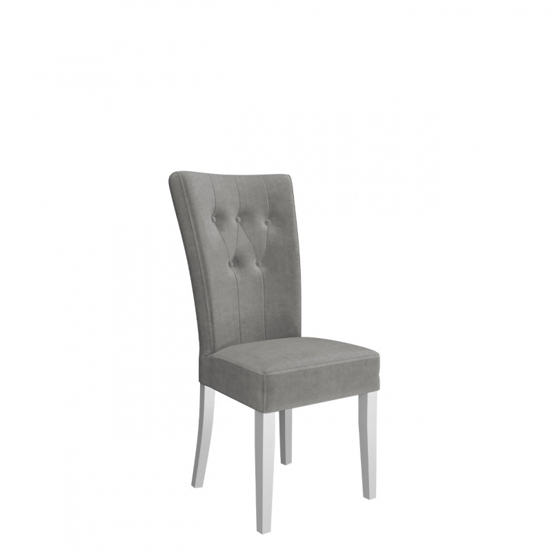 Luxusní kuchyňská židle NOSSEN 4 - polomatná bílá / šedá / pozlacené klepadlo