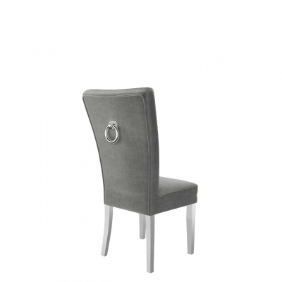 Luxusní kuchyňská židle NOSSEN 4 - polomatná bílá / šedá / chromované klepadlo