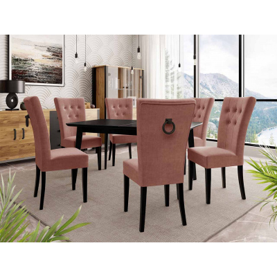 Luxusní kuchyňská židle NOSSEN 4 - černá / růžová / černé klepadlo