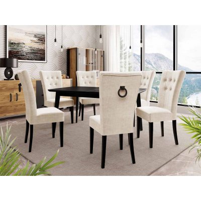 Luxusní kuchyňská židle NOSSEN 4 - černá / béžová / černé klepadlo