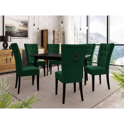 Luxusní kuchyňská židle NOSSEN 4 - černá / zelená / černé klepadlo