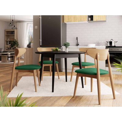 Židle do kuchyně NOSSEN 5 - přírodní dřevo / zelená