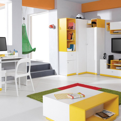 Nábytek do dětského pokoje HARKA 5 - bílý / žlutý