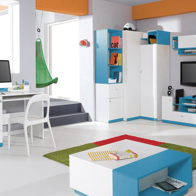 Nábytek do dětského pokoje HARKA 5 - bílý / modrý