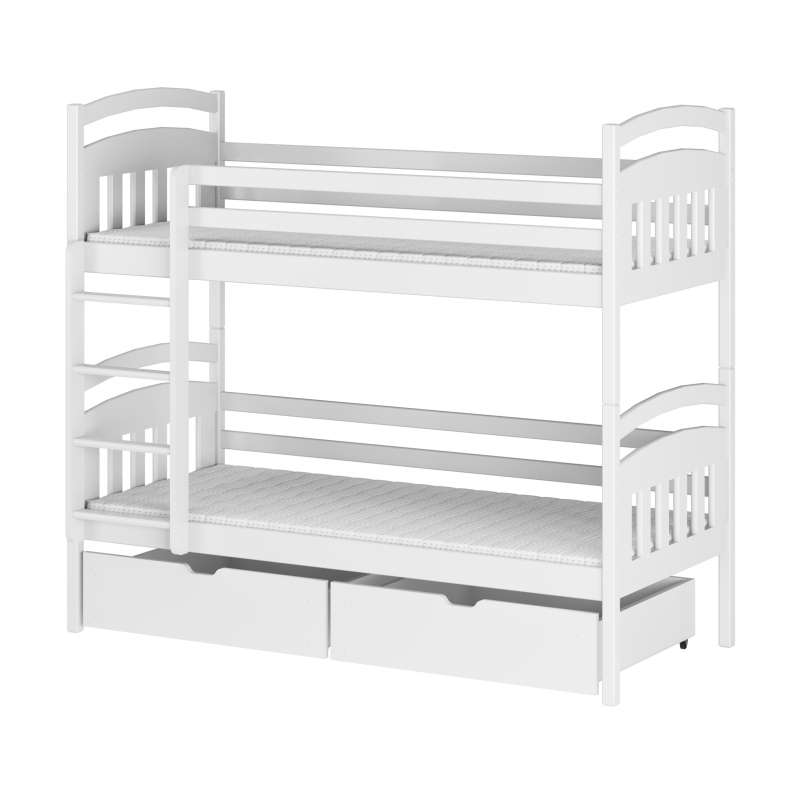 Dětská patrová postel s úložným prostorem LUCIE - 90x190, bílá