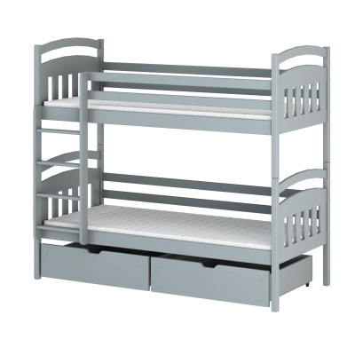 Dětská patrová postel s úložným prostorem LUCIE - 90x190, šedá