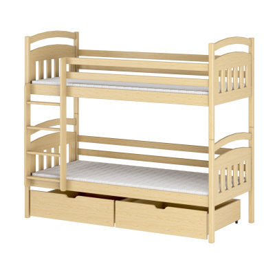 Dětská patrová postel s úložným prostorem LUCIE - 90x190, borovice