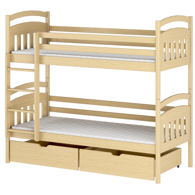 Dětská patrová postel s úložným prostorem LUCIE - 90x200, borovice