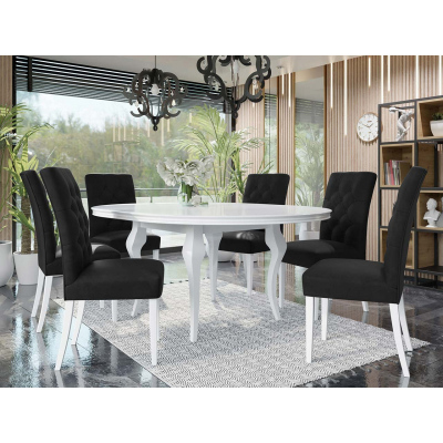 Čalouněná židle do kuchyně NOSSEN 6 - polomatná bílá / černá