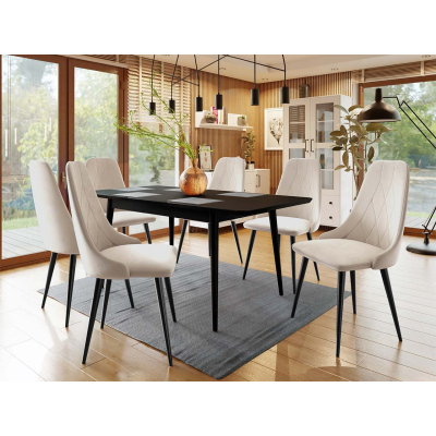 Čalouněná jídelní židle NOSSEN 7 - černá / béžová