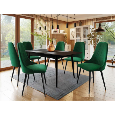 Čalouněná jídelní židle NOSSEN 7 - černá / zelená