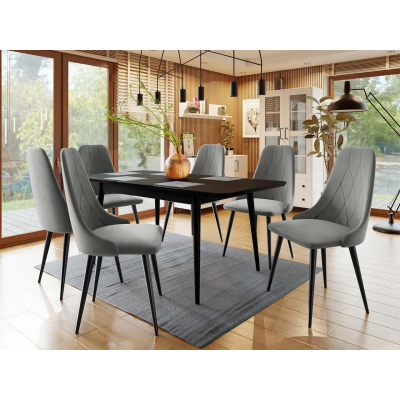 Čalouněná jídelní židle NOSSEN 7 - černá / šedá