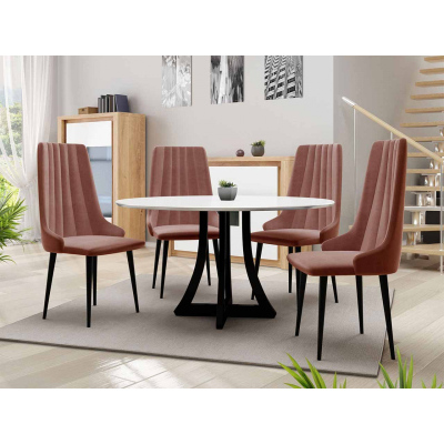 Čalouněná kuchyňská židle NOSSEN 8 - černá / růžová