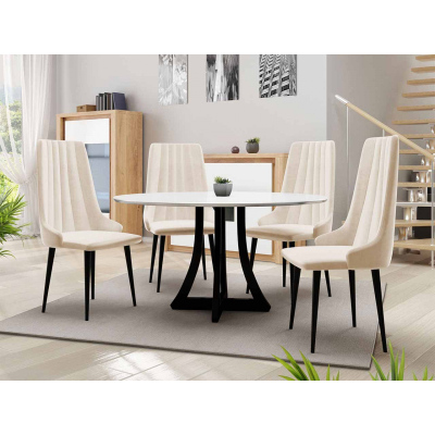 Čalouněná kuchyňská židle NOSSEN 8 - černá / béžová