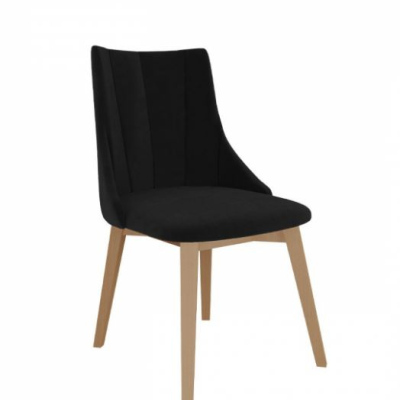 Čalouněná jídelní židle NOSSEN 9 - přírodní dřevo / černá