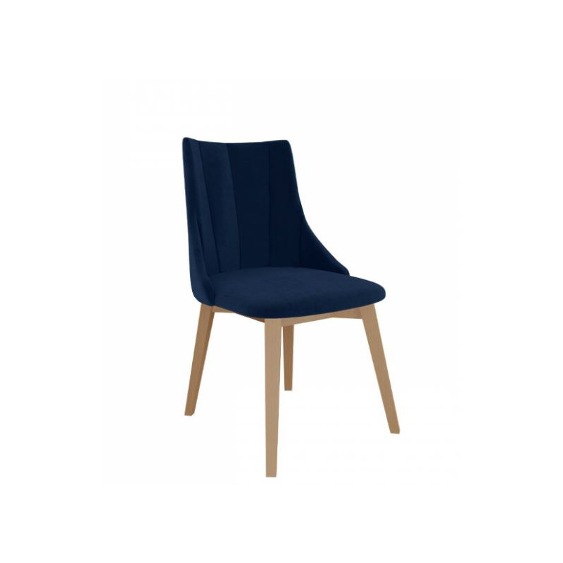 Čalouněná jídelní židle NOSSEN 9 - přírodní dřevo / modrá