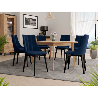 Čalouněná jídelní židle NOSSEN 9 - černá / modrá
