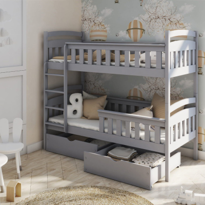 Patrová postel pro dvě děti DITA - 80x160, šedá