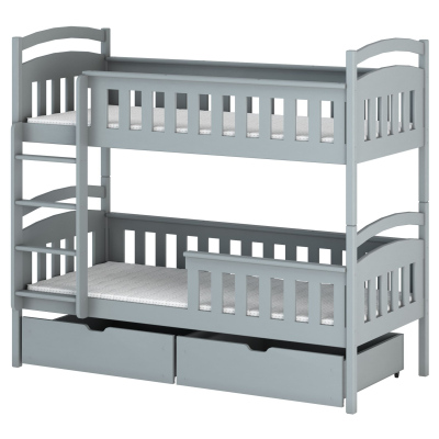 Patrová postel pro dvě děti DITA - 90x200, šedá