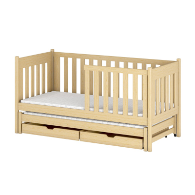 Dětská postel s přistýlkou a úložným prostorem KAENA - 80x160, borovice