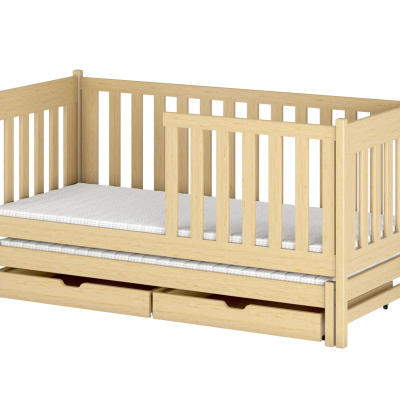 Dětská postel s přistýlkou a úložným prostorem KAENA - 80x180, borovice