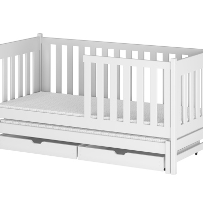 Dětská postel s přistýlkou a úložným prostorem KAENA - 90x190, bílá