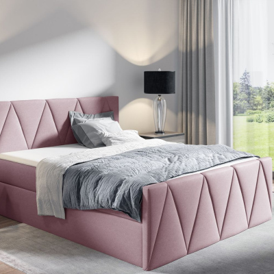 Manželská postel GISELA LUX - 160x200, růžová + topper ZDARMA