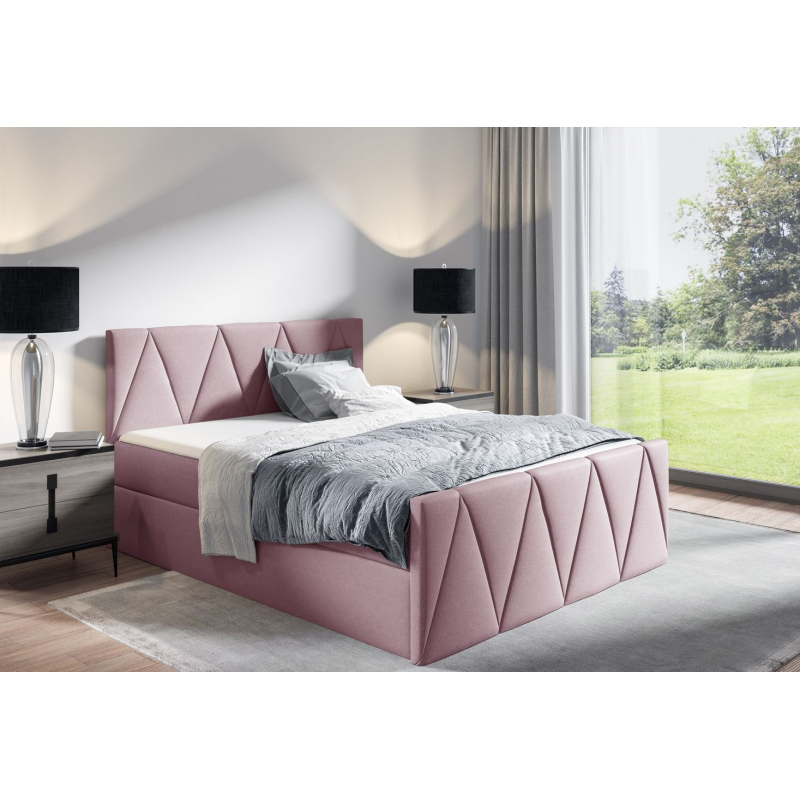 Manželská postel GISELA LUX - 160x200, růžová + topper ZDARMA