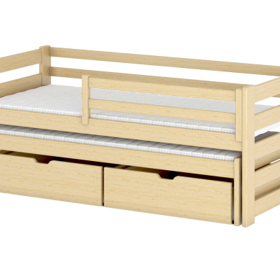Dětská postel s přistýlkou a úložným prostorem HERMIONA - 80x160, borovice