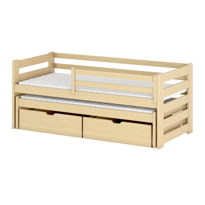Dětská postel s přistýlkou a úložným prostorem HERMIONA - 80x160, borovice
