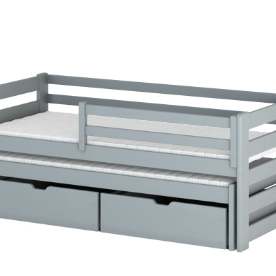 Dětská postel s přistýlkou a úložným prostorem HERMIONA - 80x200, šedá