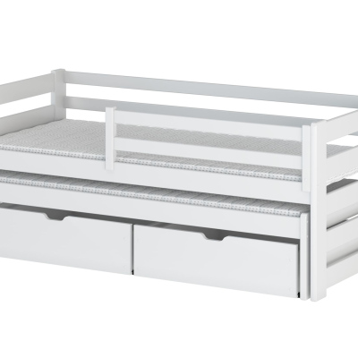 Dětská postel s přistýlkou a úložným prostorem HERMIONA - 90x200, bílá