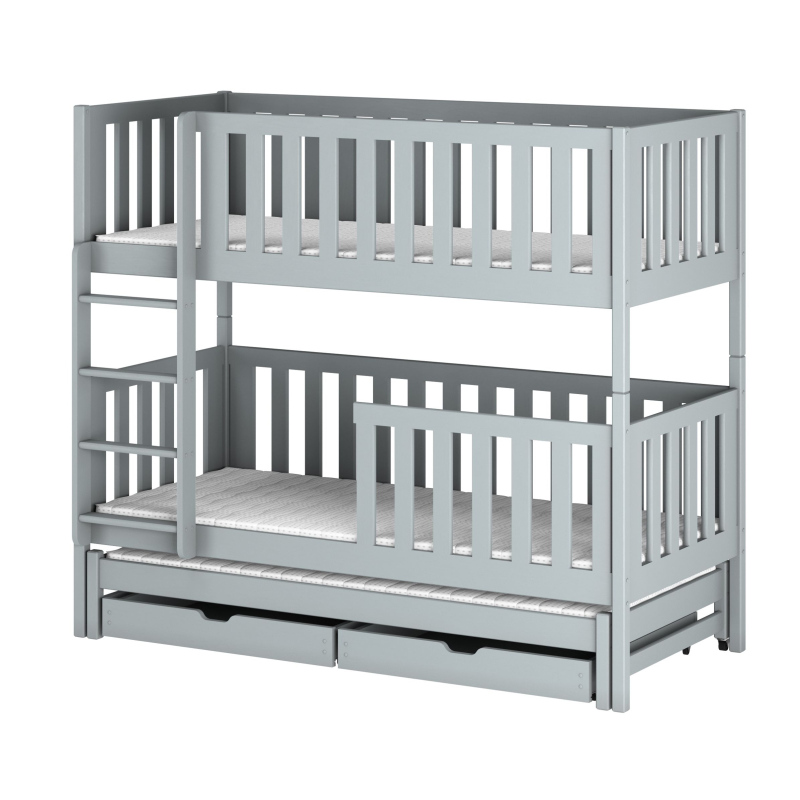 Patrová postel se šuplíky a přistýlkou LORI - 80x160, šedá